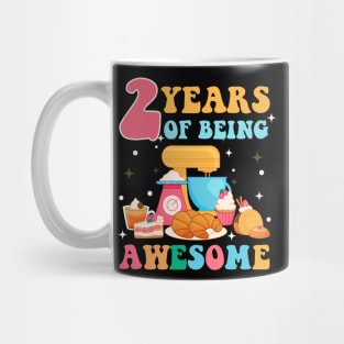 2 Years Of Being Awesome Tee 2nd Baking Birthday Gift Leopard Girl Birthday Tee Baking Party Outfit Mug